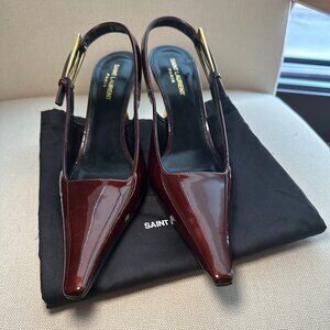Saint Laurent Lee Glossy Slingback Pumps